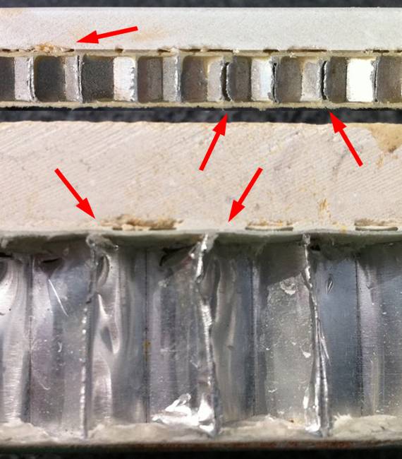 The problems presented by a poor quality lightweight marble panel.